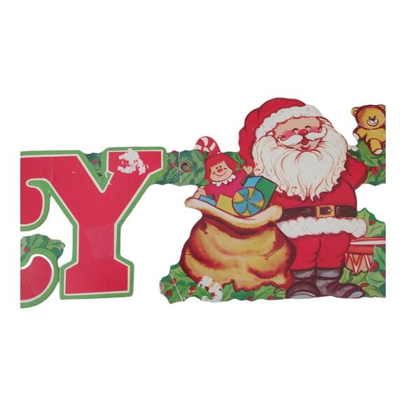 Vintage Swivel Paper Merry Christmas Banner Sign Holiday Decorations Home Decor - Picture 4 of 5